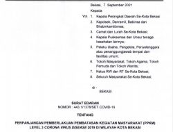 Pemkot Bekasi Keluarkan Surat Edaran Perpanjangan PPKM Level 3, Ini Isinya