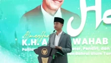 Wakil Presiden RI Gibran Rakabuming Raka saat menyampaikan sambutannya pada Haul ke-55 KH Abd Wahab Chasbullah, Ahad (10/5/2026). Foto: nuonline.