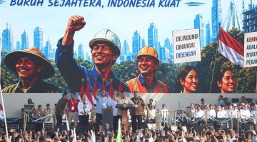 Presiden Prabowo hadir saat perayaan Hari Buruh 2026. (Foto: Ist)