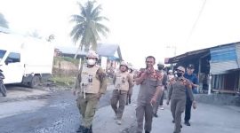 Satpol PP Nias Selatan saat akan melakukan penertiban 