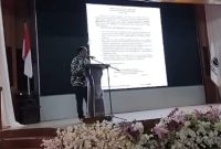 Sekjen bapera Jabar Asep Suparman saat memberikan sambutan dalam rakerda Bapera se-Jawa Barat.