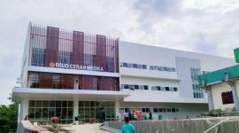Kondisi pembangunan RSUD Cerah Medika di Nias Barat yang masih berjalan. 