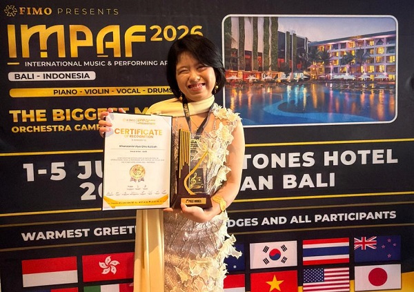 Khanzania Ulya Qira Azzizah meraih gelar juara IMPAF 2026 di Bali dan akan mewakili Indonesia pada kompetisi musik internasional di Seoul, Korea Selatan, November 2026.