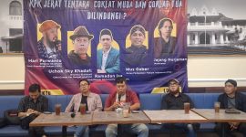 Uchok di acara diskusi publik 'Suap Blueray Cargo: KPK Jerat Tentara, Cokelat Muda dan Cokelat Tua dilindungi, di Kawasan Raden Saleh, Jakarta Pusat, Selasa (30/6/2026). Foto: dok.Mediakarya