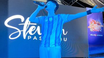 Stevan Pasaribu menghibur para penonton nobar final Piala Dunia 2026 di The Plaza Millennium. (Foto: Ist)