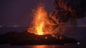 Semburan larva Gunung Anak Krakatau  (Ist)