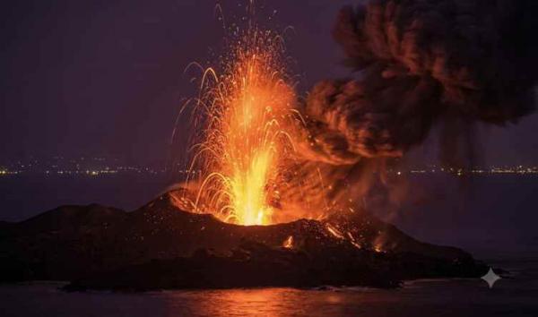 Semburan larva Gunung Anak Krakatau  (Ist)