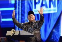 Presiden Prabowo saat memberikan sambutan  di acara HUT PAN di Jakarta. (Foto: Ist)