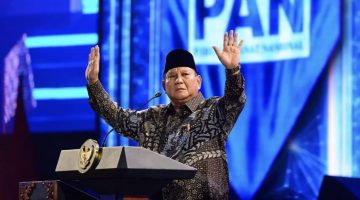 Presiden Prabowo saat memberikan sambutan  di acara HUT PAN di Jakarta. (Foto: Ist)