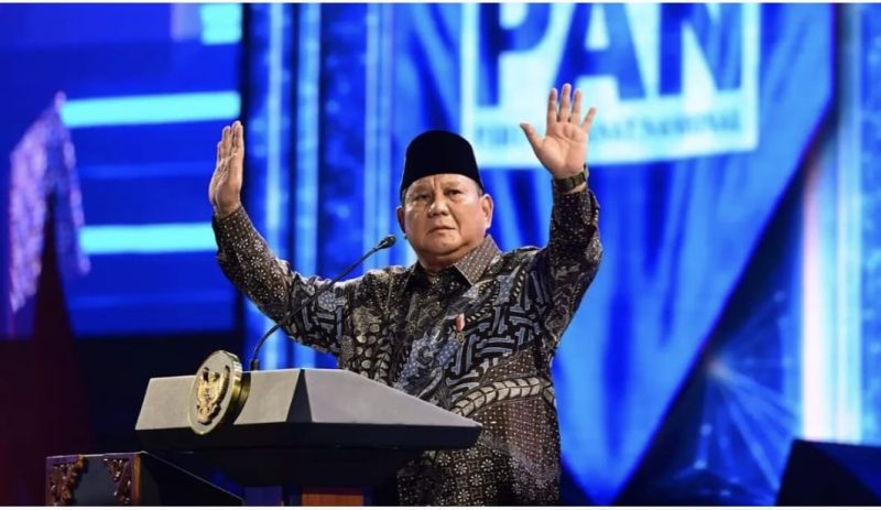 Presiden Prabowo saat memberikan sambutan  di acara HUT PAN di Jakarta. (Foto: Ist)