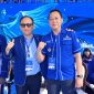 Kader Muda Partai Demokrat, Oki Fahreza saat menghadiri acara ulang tahun Partai Demokrat yang ke 25, di Senayan, Jakarta.