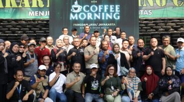 Coffee Morning Pangdam Jaya bersama insan media bertema “Satu Narasi, Satu Pengabdian: Mengawal Jakarta, Menjaga Indonesia” di Lapangan Tembak Falatehan, Makodam Jaya, Jakarta, Jumat (25/9/2026).
