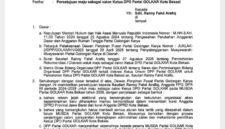 Surat Persetujuan DPPterhada Ranny fahd Arafiq untuk maju sebagai calon Ketua DPD Golkar Kota Bekasi. 