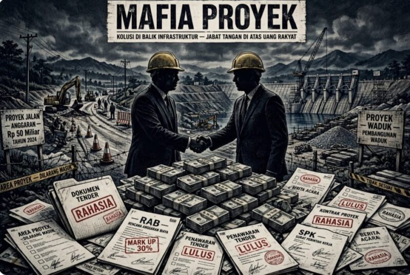 Ilustrasi mafia proyek (Foto: AI)