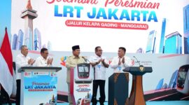 Presiden RI Prabowo Subianto memberikan pujian terbuka kepada Gubernur DKI Jakarta Pramono Anung Wibowo saat meresmikan LRT Jakarta Jalur Kelapa Gading - Manggarai, Rabu (28/10/2026). Foto: Setneg