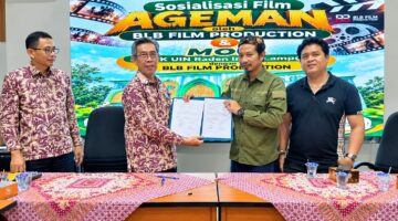 Produser film Ageman, Ken Setiawan, resmi menandatangani nota kesepahaman (MoU) dengan Fakultas Dakwah dan Ilmu Komunikasi (FDIK) Universitas Islam Negeri (UIN) Raden Intan Lampung, Senin (14/10/2026).